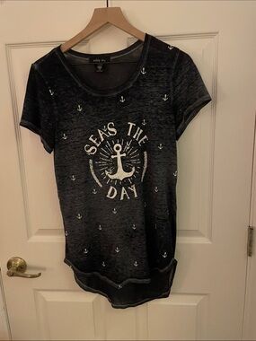 Sable Sky Short Sleeve Loose Fit “Seas the Day” T-Shirt, M
